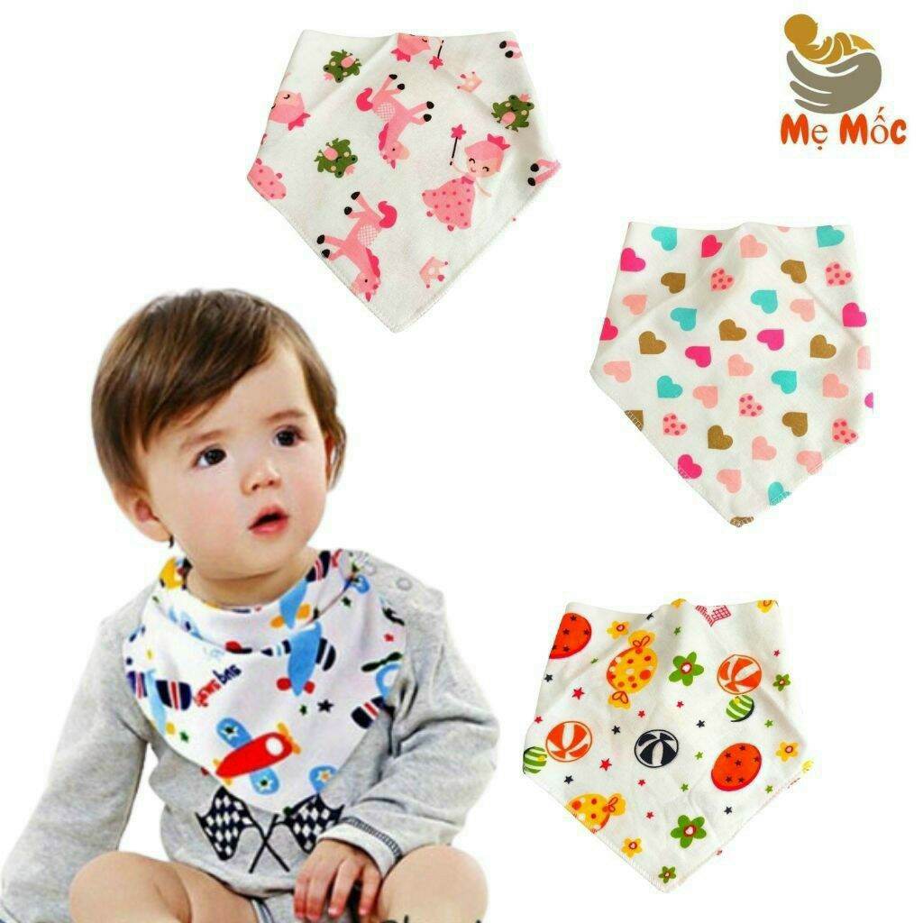 Sét 10 khăn yếm tam giác có cúc bấm cho bé.