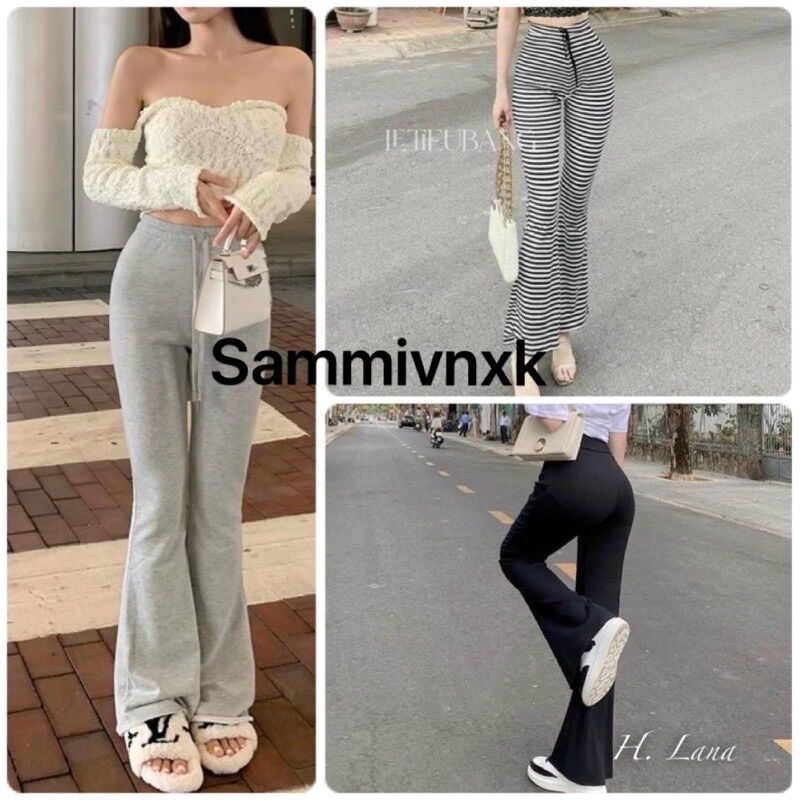 Quần ống loe cạp chun chất zip co giãn siêu tốt Sammivnxk