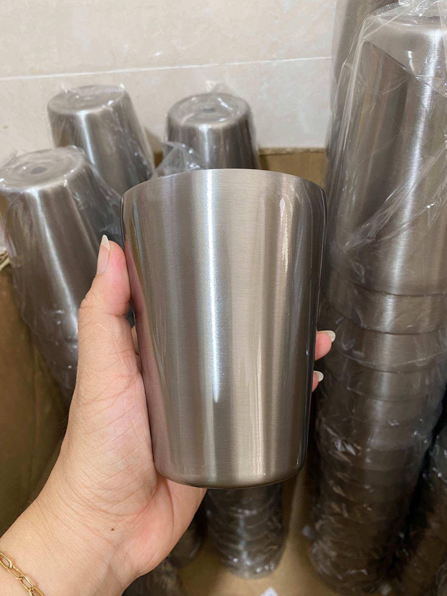 Ly giữ nhiệt hàng Nhật bãi, inox 2 lớp, không nắp 320ml