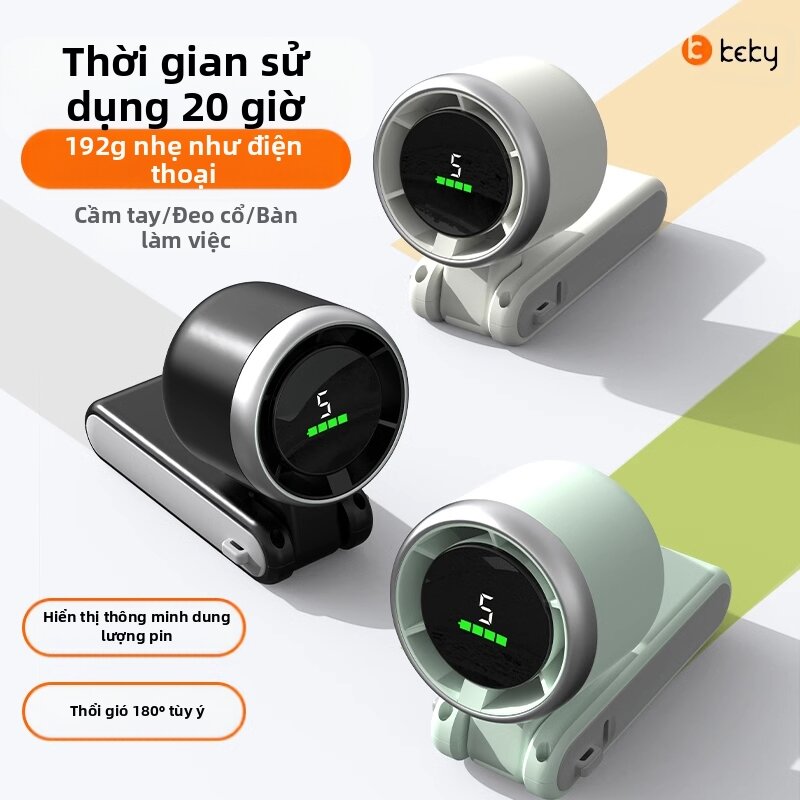 Quạt Bàn Mini Có Thể Đeo Cổ Di Động Ít Ồn