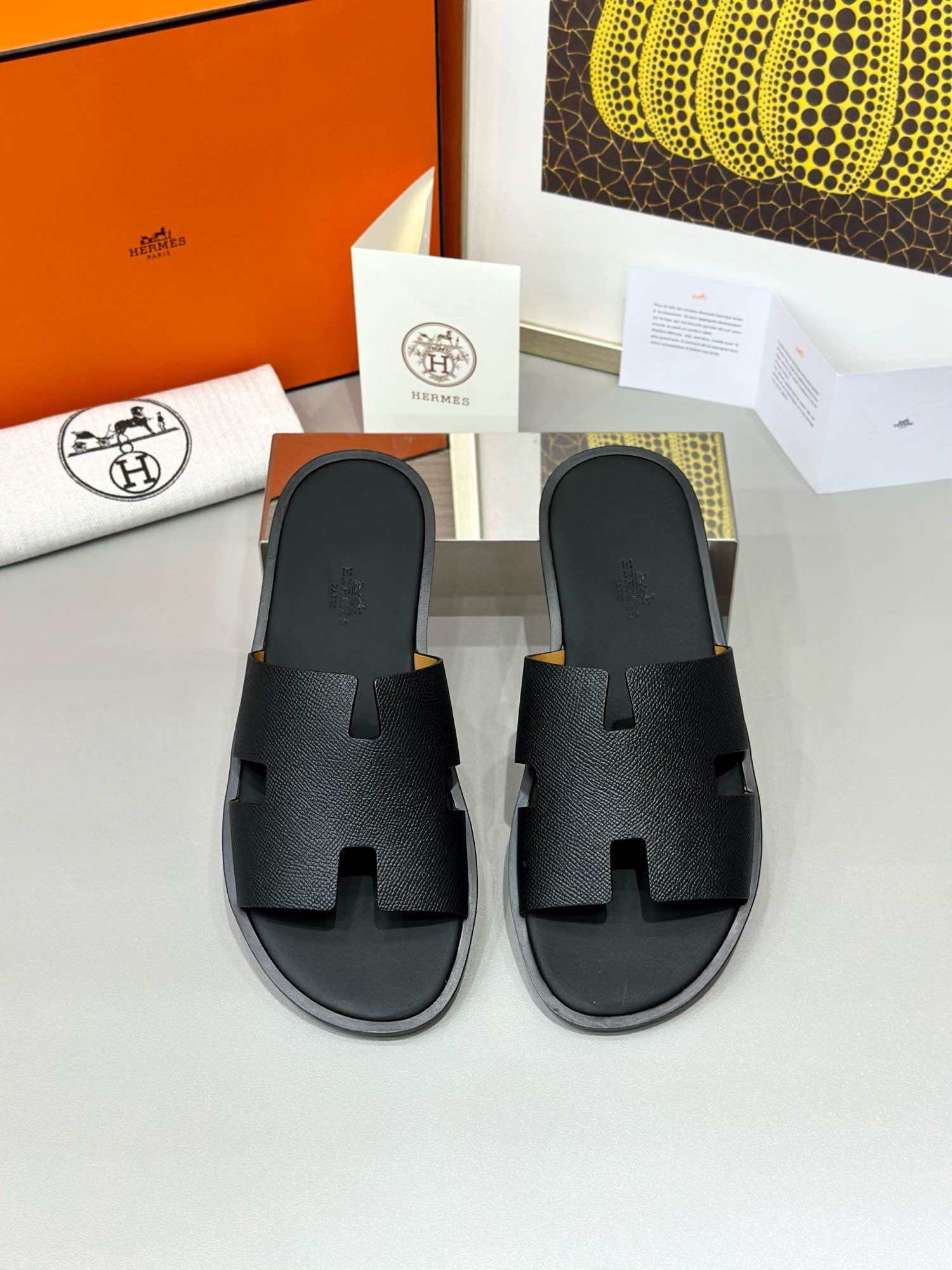 HOT🎊 Dép lê nam Hermes đen sần siêu cấp fullbox