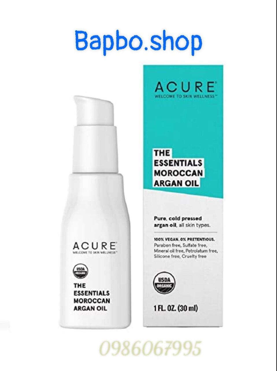 Dầu Argan hữu cơ Acure Moroccan Argan oil 30ml