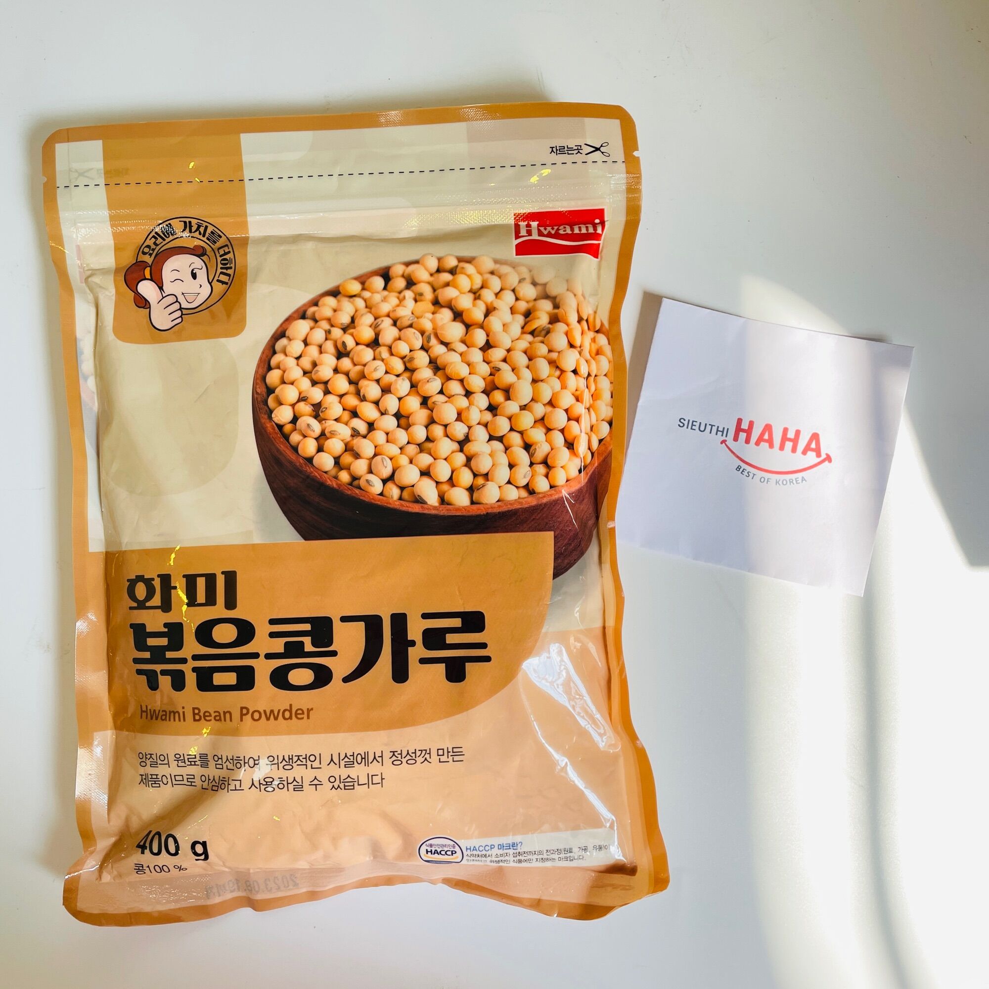 Bột đậu nành rang Hàn Quốc làm bánh mochi hot BEAN POWDER HWAMI 400gr