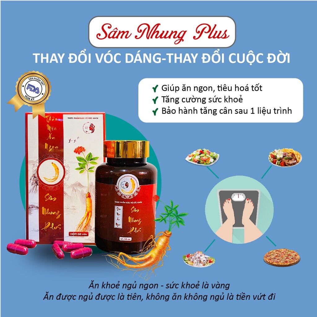 Sâm nhung plus tăng cân chính hãng giúp ăn ngon tăng cân ngủ sâu cải thiện hệ tiêu hoá - tâng cân an toàn