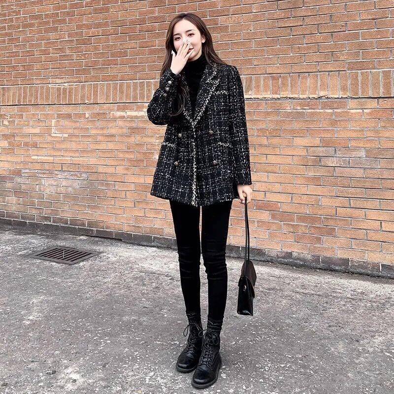 Áo dạ tweed màu đen