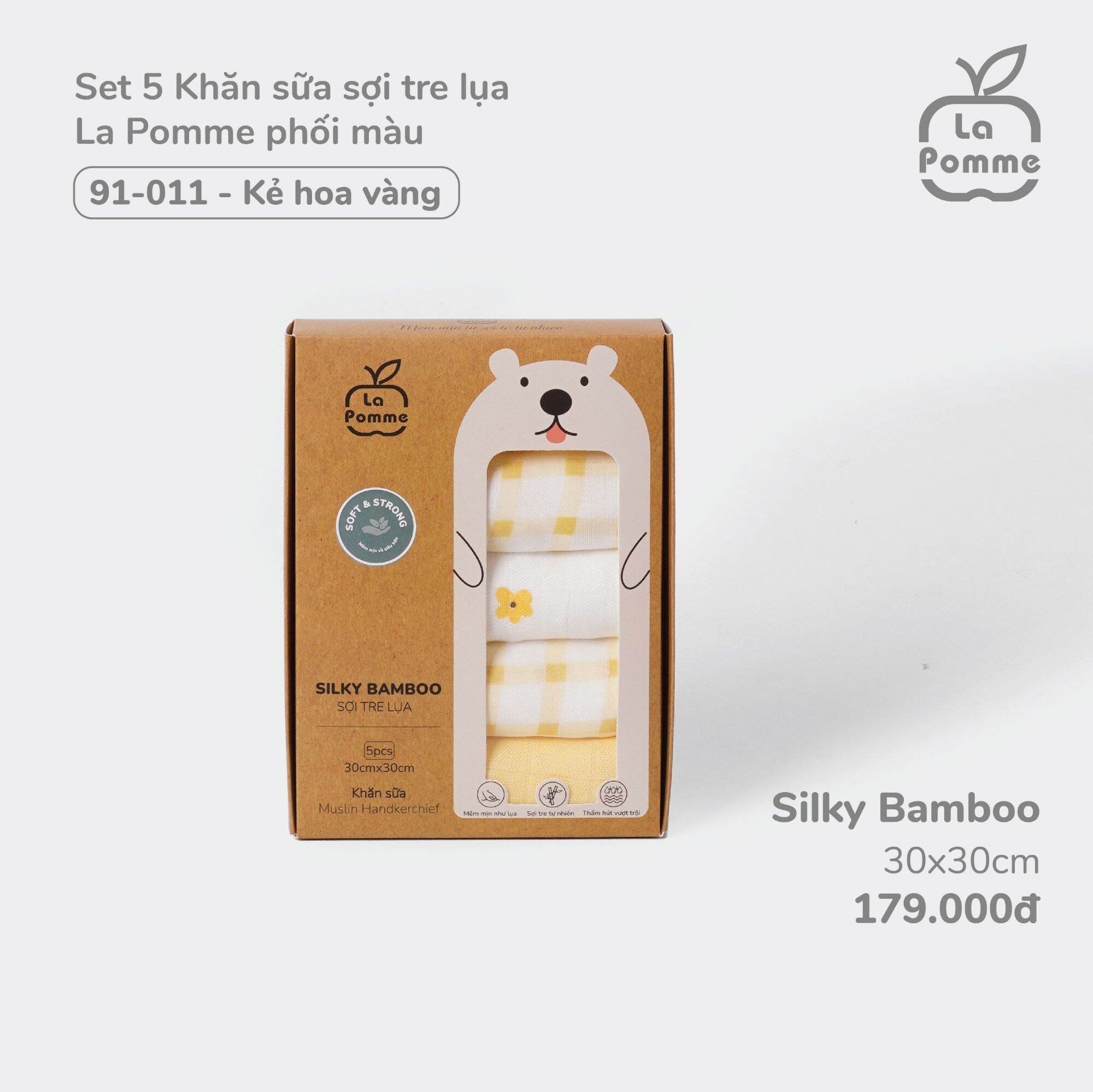Khăn sữa sợi tre lụa Lapomme 30x30 cm