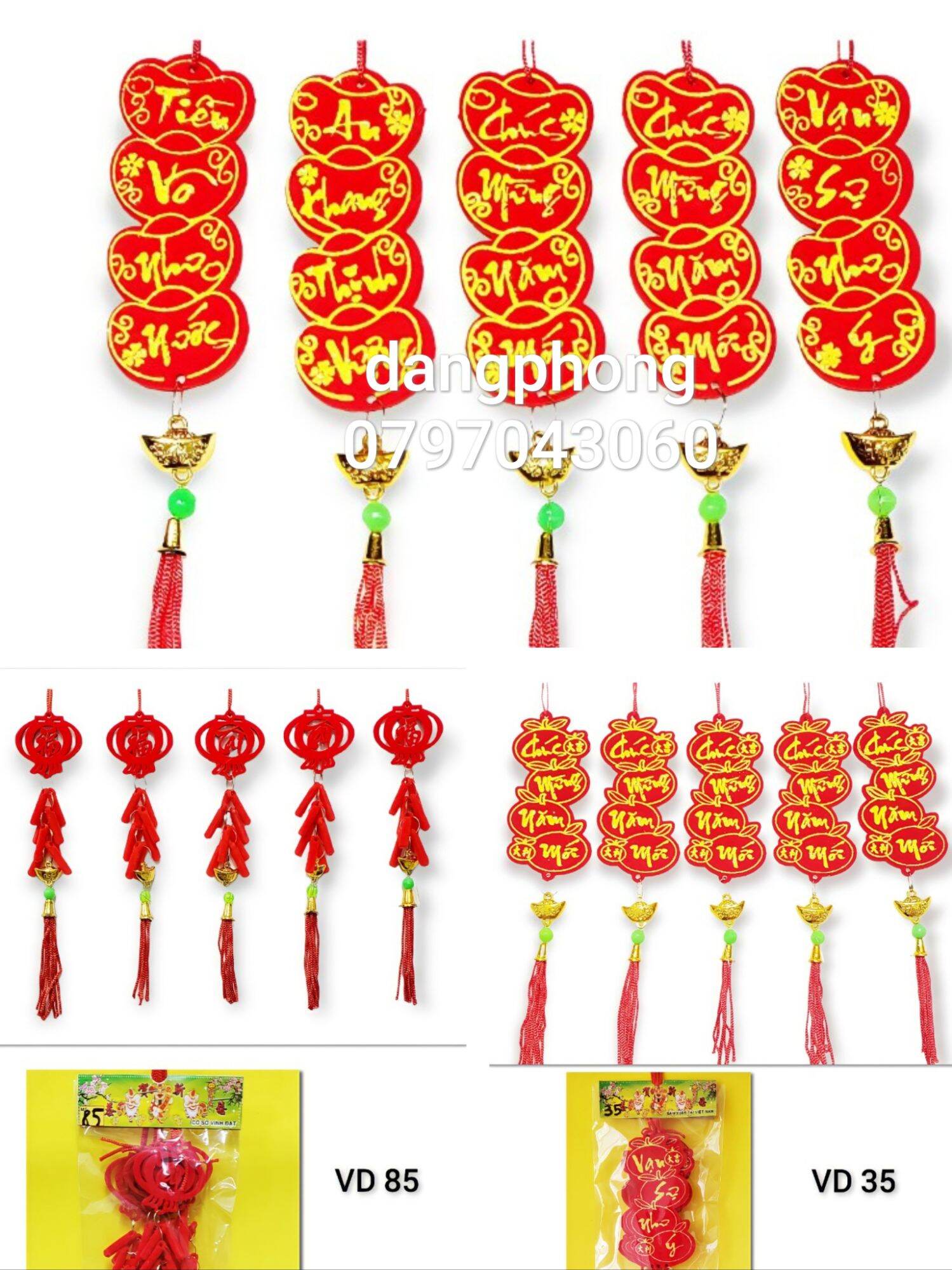 Day treo tết liễn nhung bịch 5 dây VD