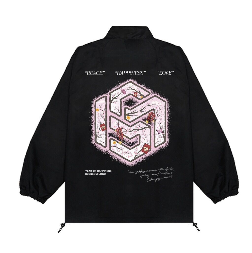 Áo khoác chaghe your mind cherry blossom jacket dù 2 lớp fom rộng