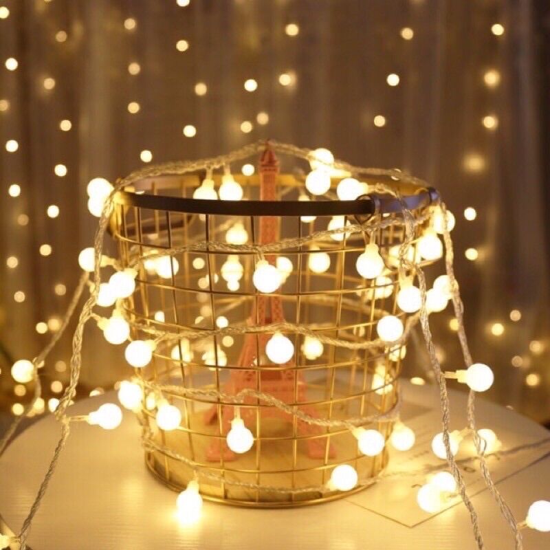 Dây Đèn Led Chery Ball dùng pin trang trí Noel Huydecor