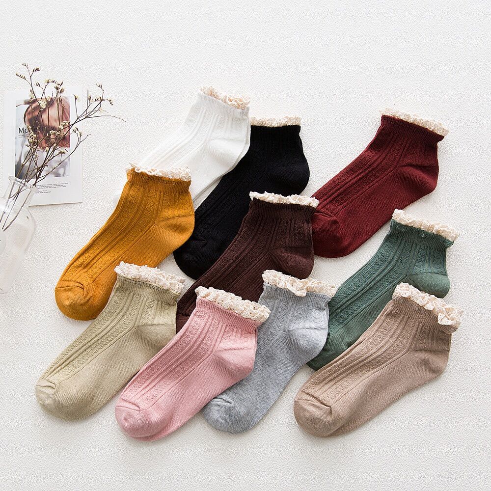 tất (vớ) viền dúm ren cổ ngắn