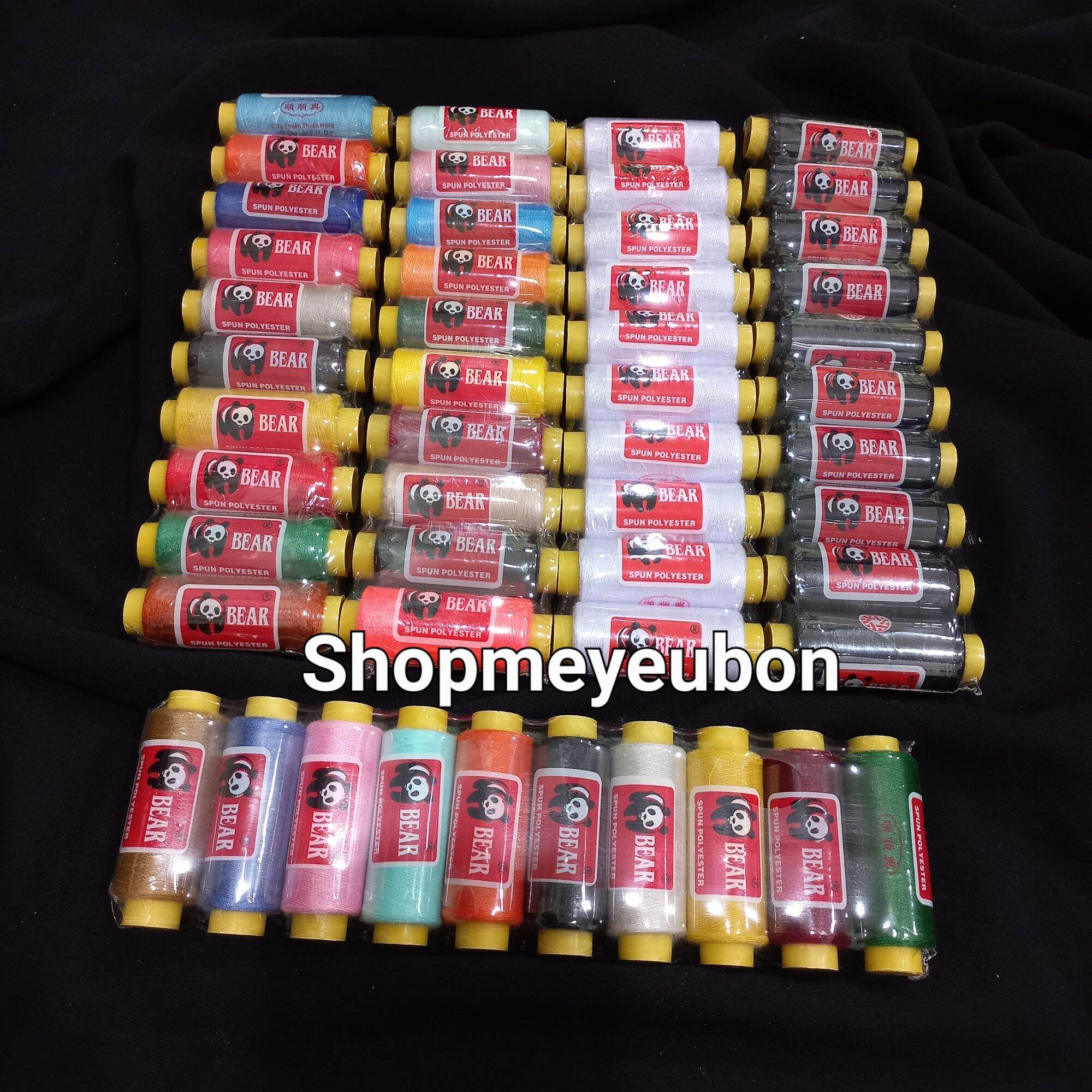 Vỉ 10 cuộn chỉ may đồ gấu (màu ngẫu nhiên/trắng/đen)