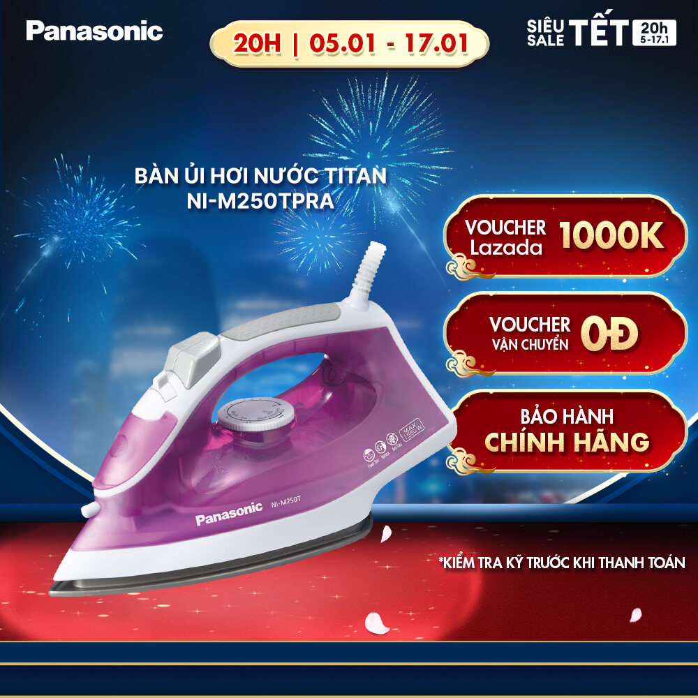 Bàn Ủi Hơi Nước Panasonic NI-M250TPRA - Phun hơi cực mạnh mặt đế phủ Titan - Bảo hành chính hãng 12 