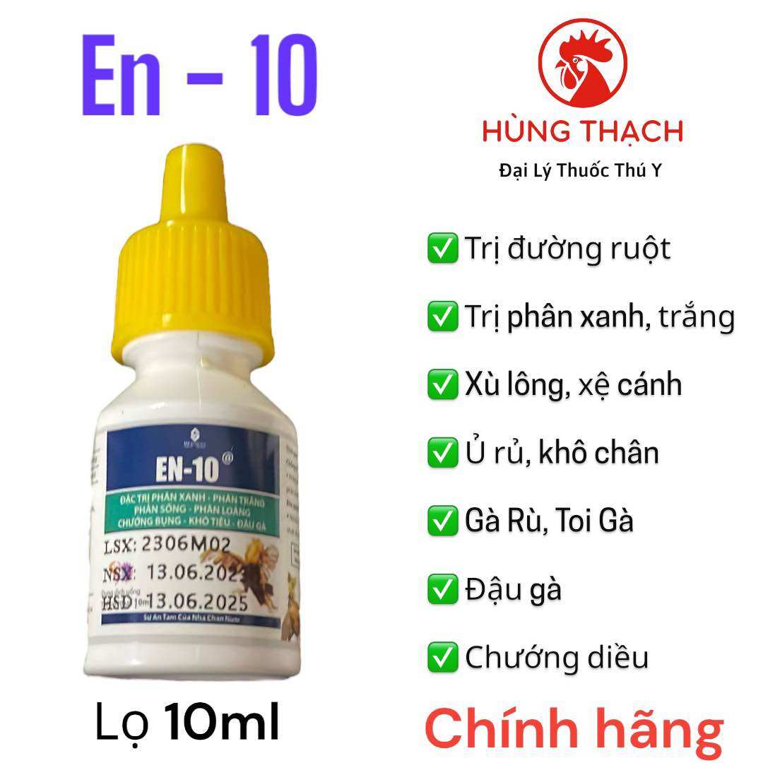 EN-10 cho gà phân sống, phân loãng, khó tiêu, chướng bụng, đậu .