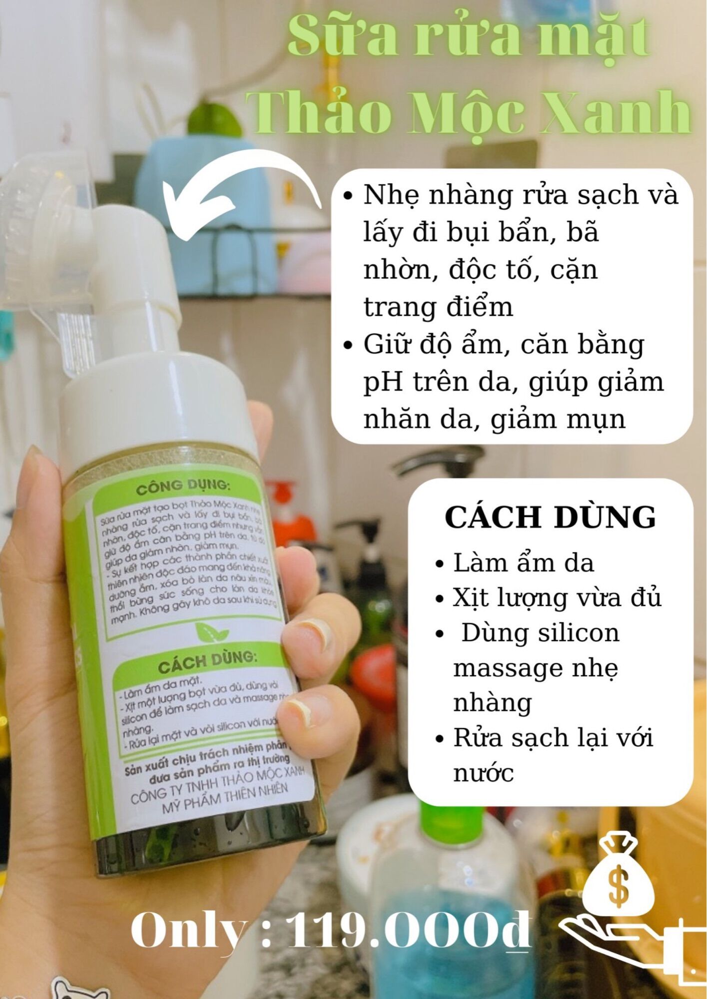 Sữa Rửa Mặt Thảo Mộc Xanh 3 in 1