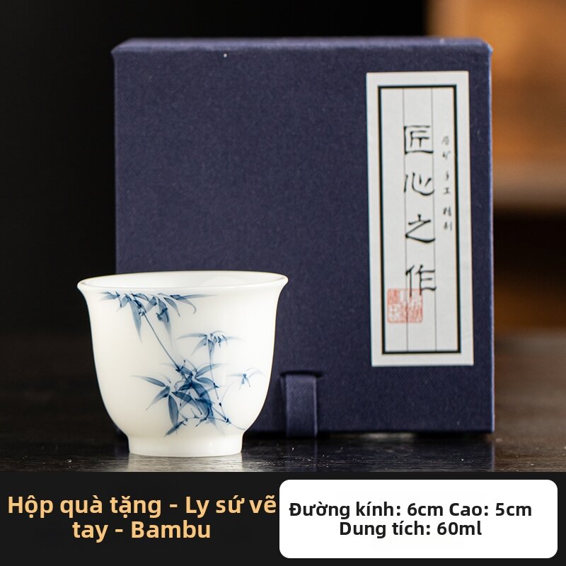 Hand-painted Traditional Chinese White Porcelain Cup - 3
