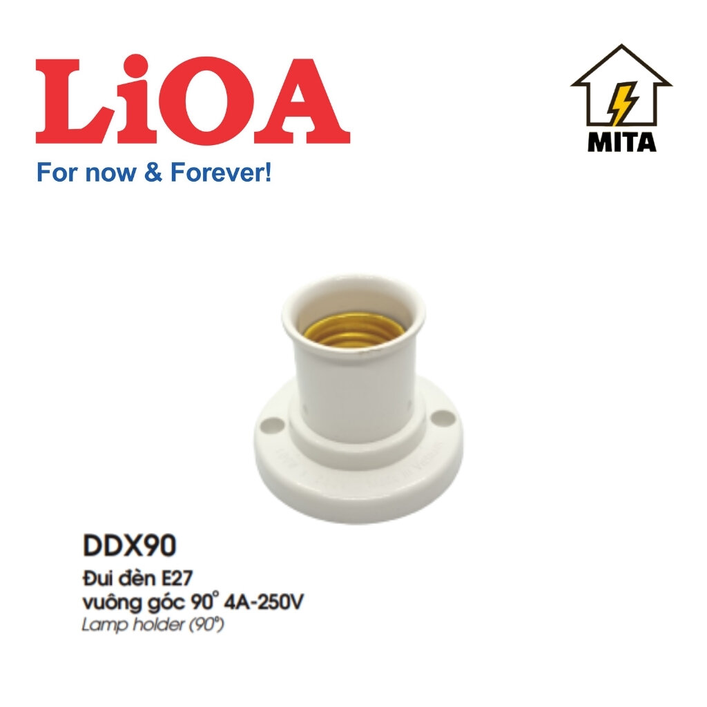 Đui đèn e27, gắn tường, vuông góc 90 độ gắn tường lioa, ddx90