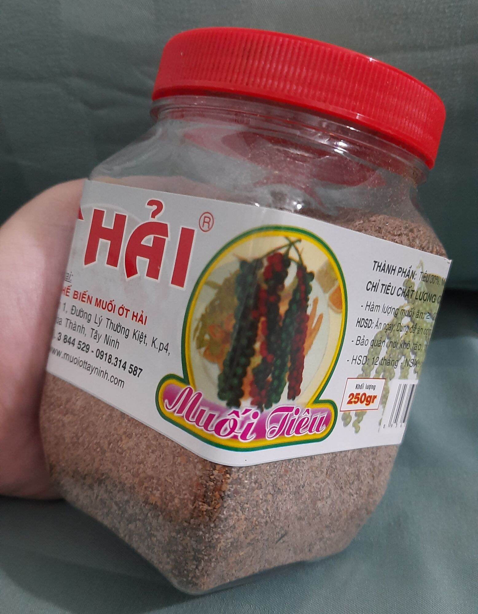 Muối tiêu đen (muối Hải Tây Ninh) cay ngon hộp 250g
