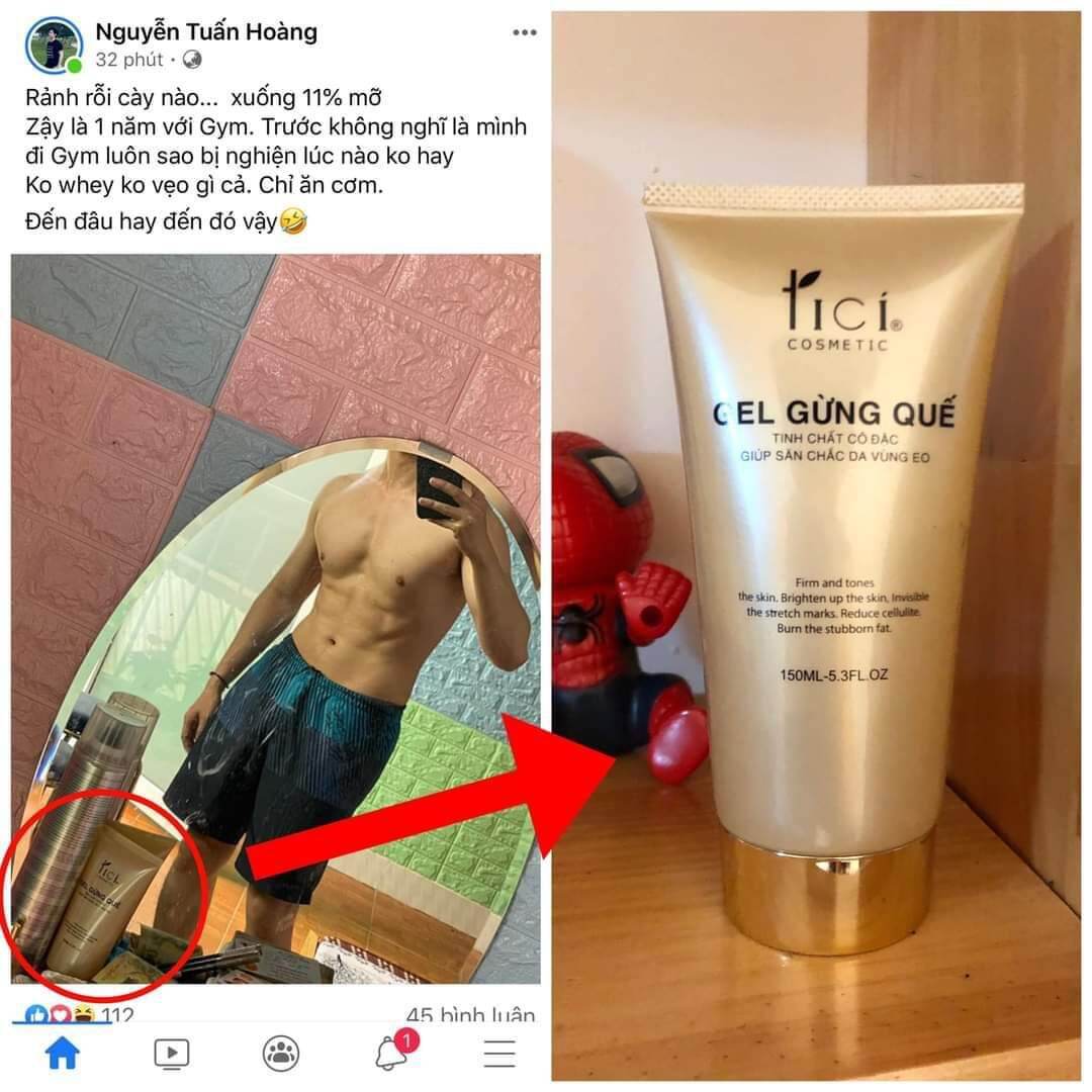 GEL TAN MỠ GỪNG QUẾ TICI ( GIẢM 5CM SAU 7 NGÀY )