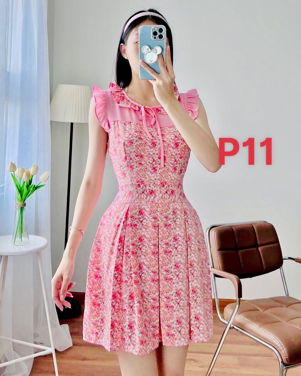 Đầm váy kèm quần đùi, lụa hàn, mát mịn.