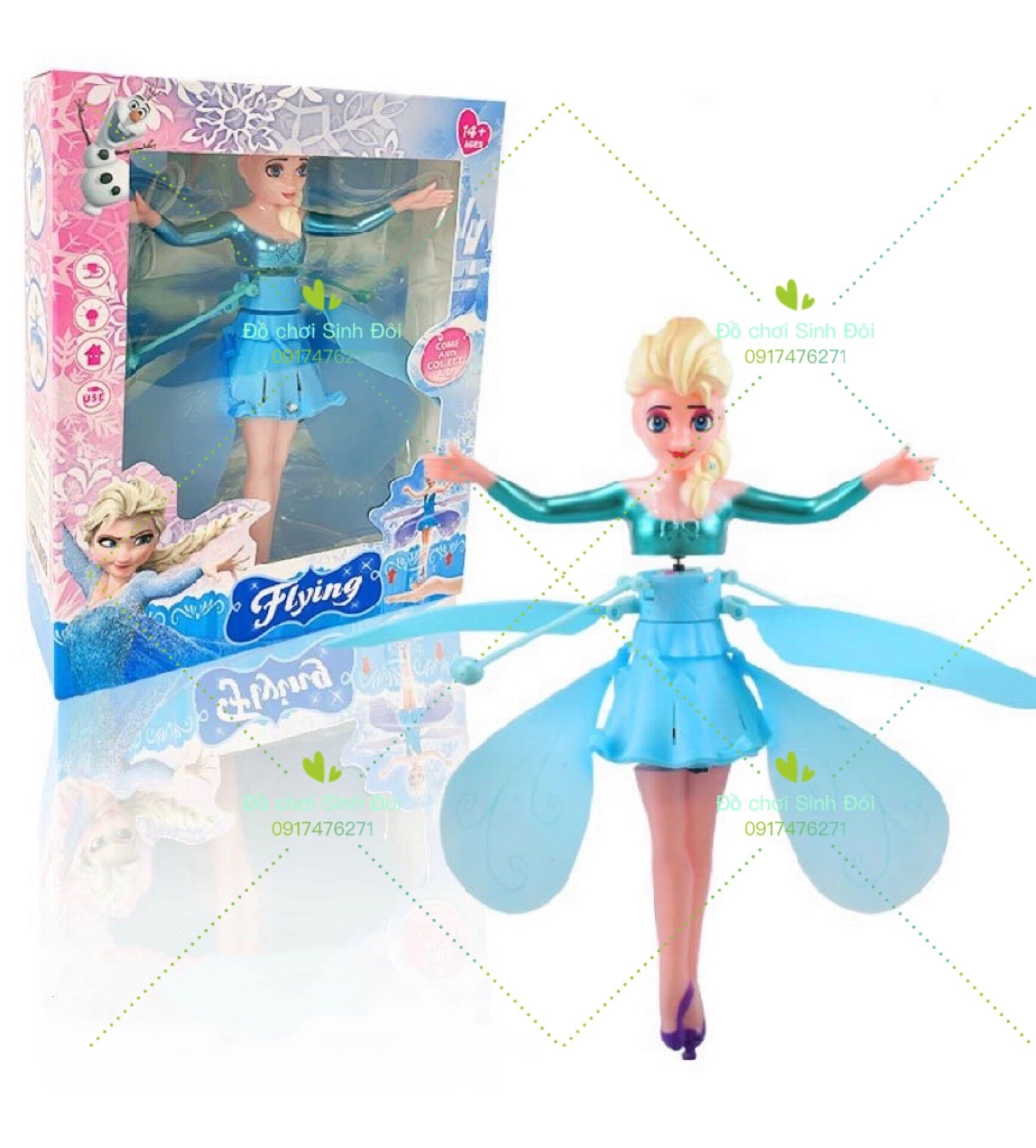 Búp bê bay cảm ứng - màu xanh