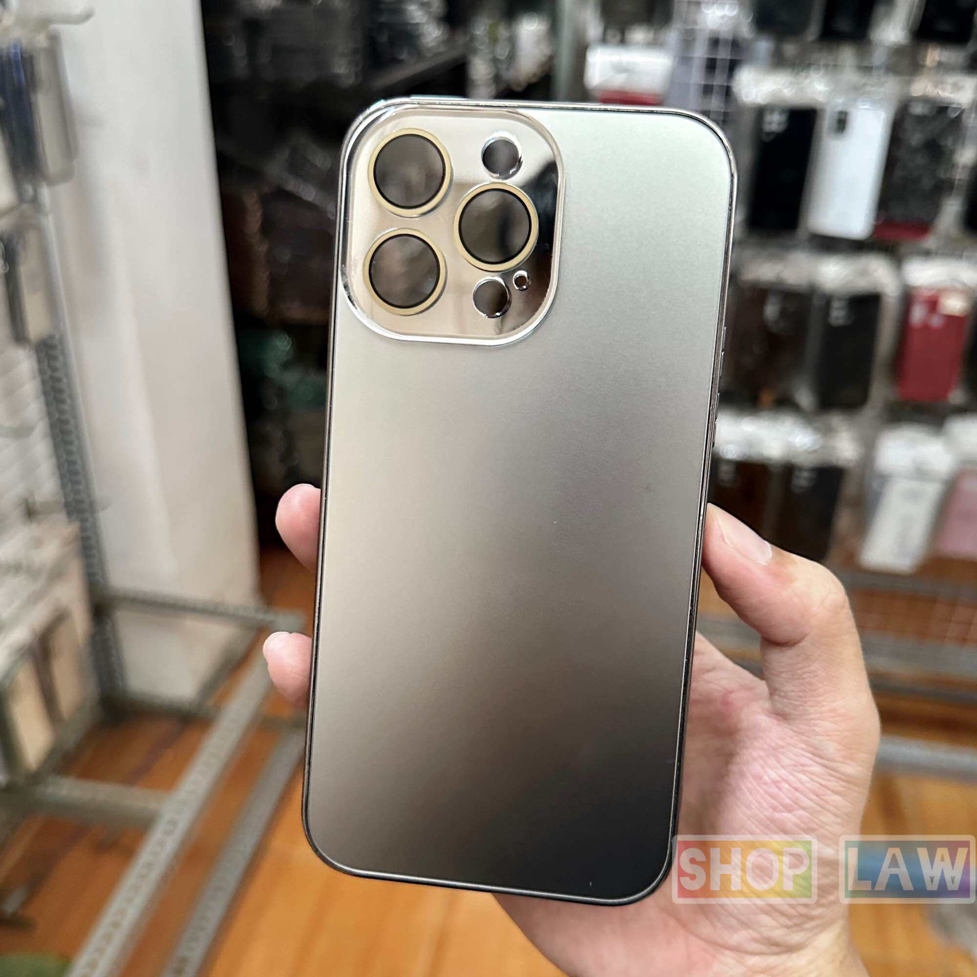 Ốp lưng iPhone 11/ 12/ 13/ 14/ 15 Plus/ 16 Pro Max  kính nhám màu Titan