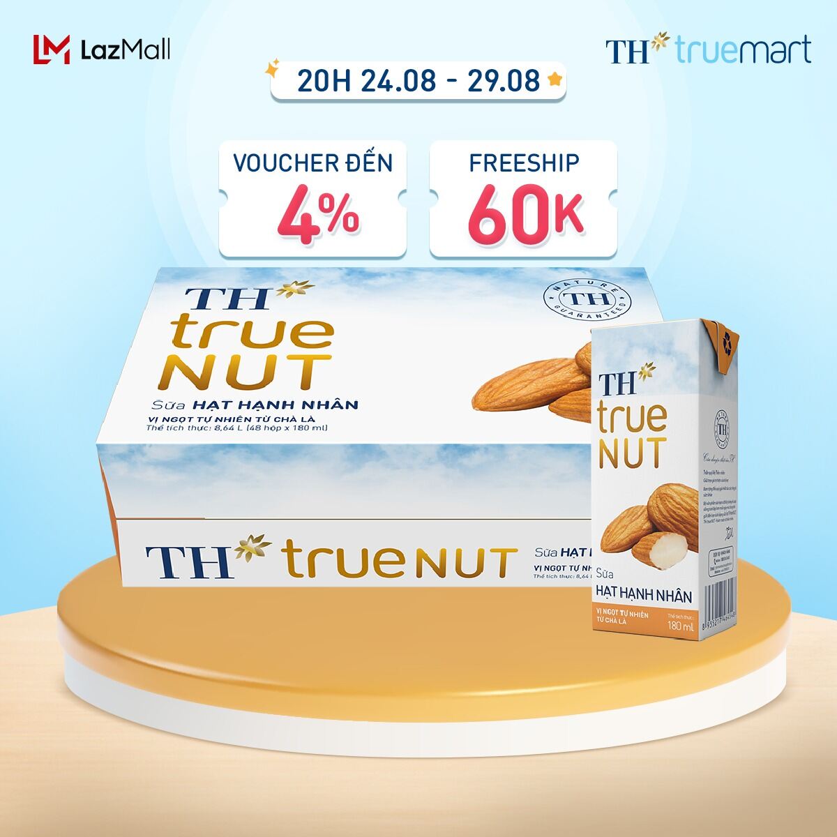 Thùng 48 hộp sữa hạt hạnh nhân TH true NUT 180 ml (180 ml x 48)
