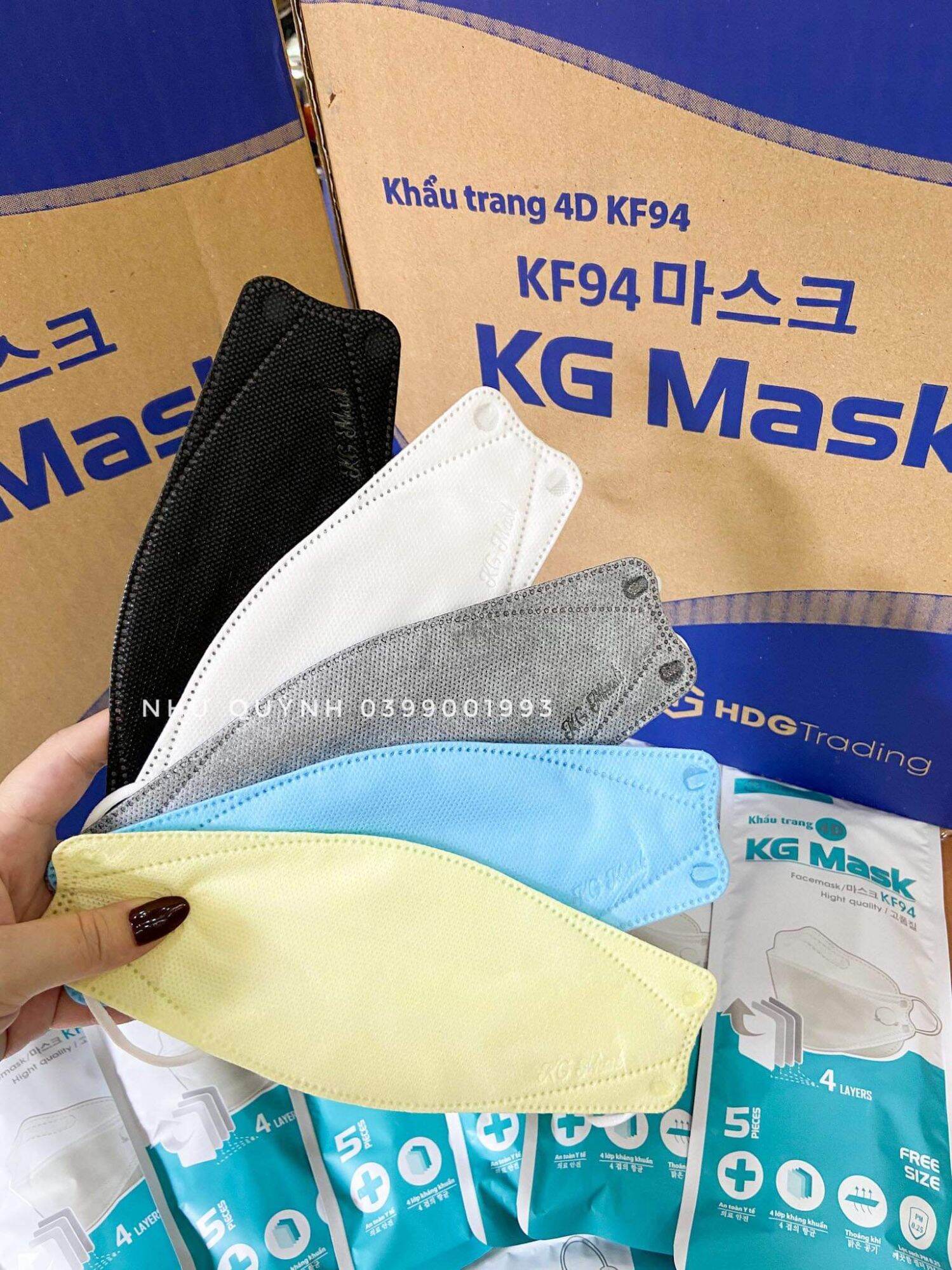 1 gói 5cái khẩu trang kg mask kf94,landmask,kj95,yuki,hello 4d mask hàng công ty chính hãng