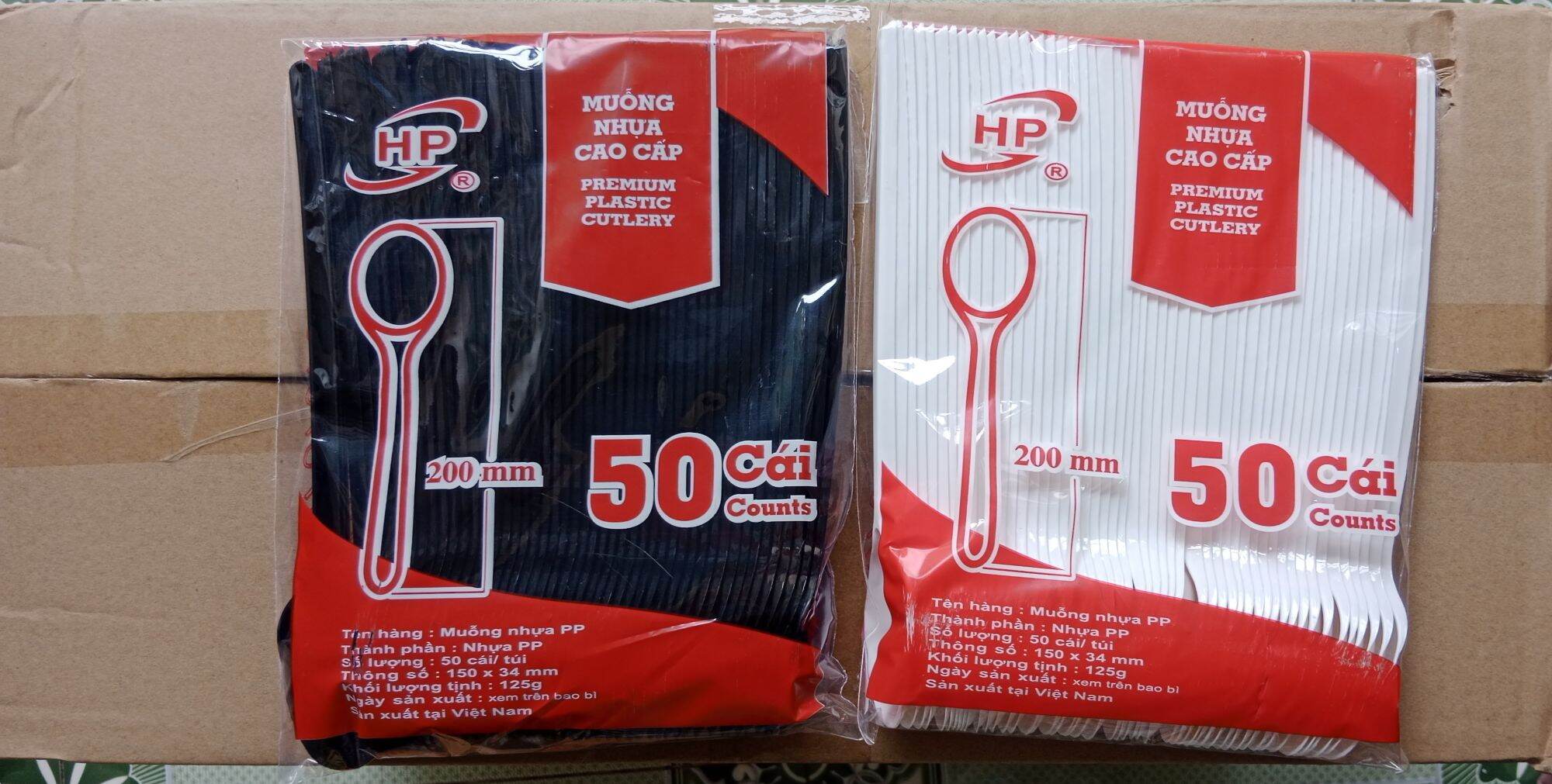 Bịch 50 muỗng trà sữa dài 20cm thùa dùng một lần