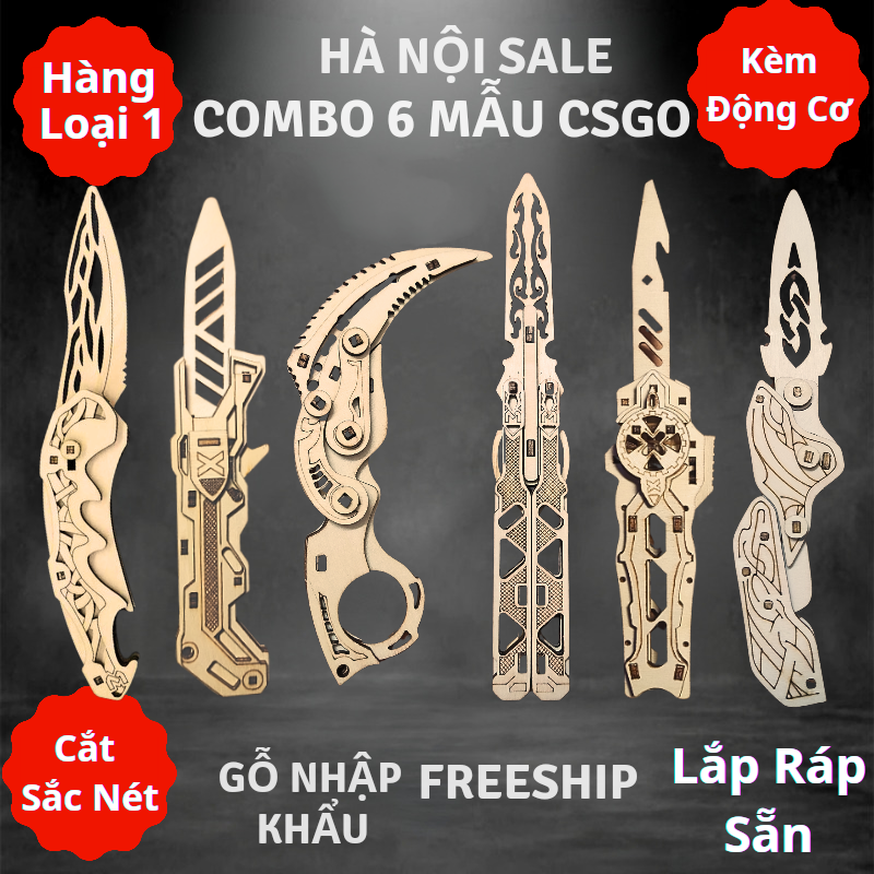 Bộ Mô Hình 6 Món CSGO Lắp Ráp Gỗ Karambit Butterfly Dao Bướm Dao Đồ Chơi Dao vô tri cà rốt lego