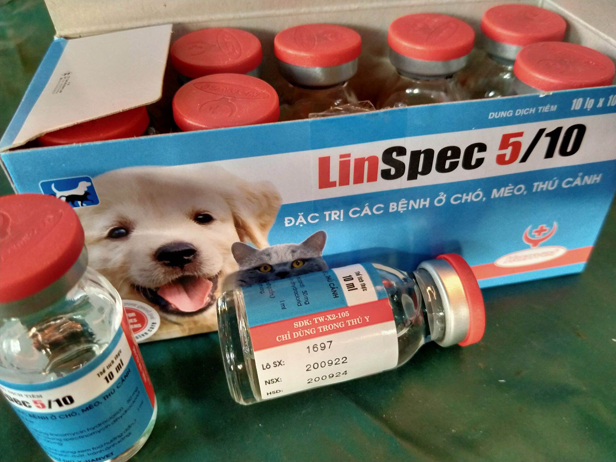 2 lọ chó mèo tiêu chảy nước nhiễm khuẩn đường ruột linpec10cc