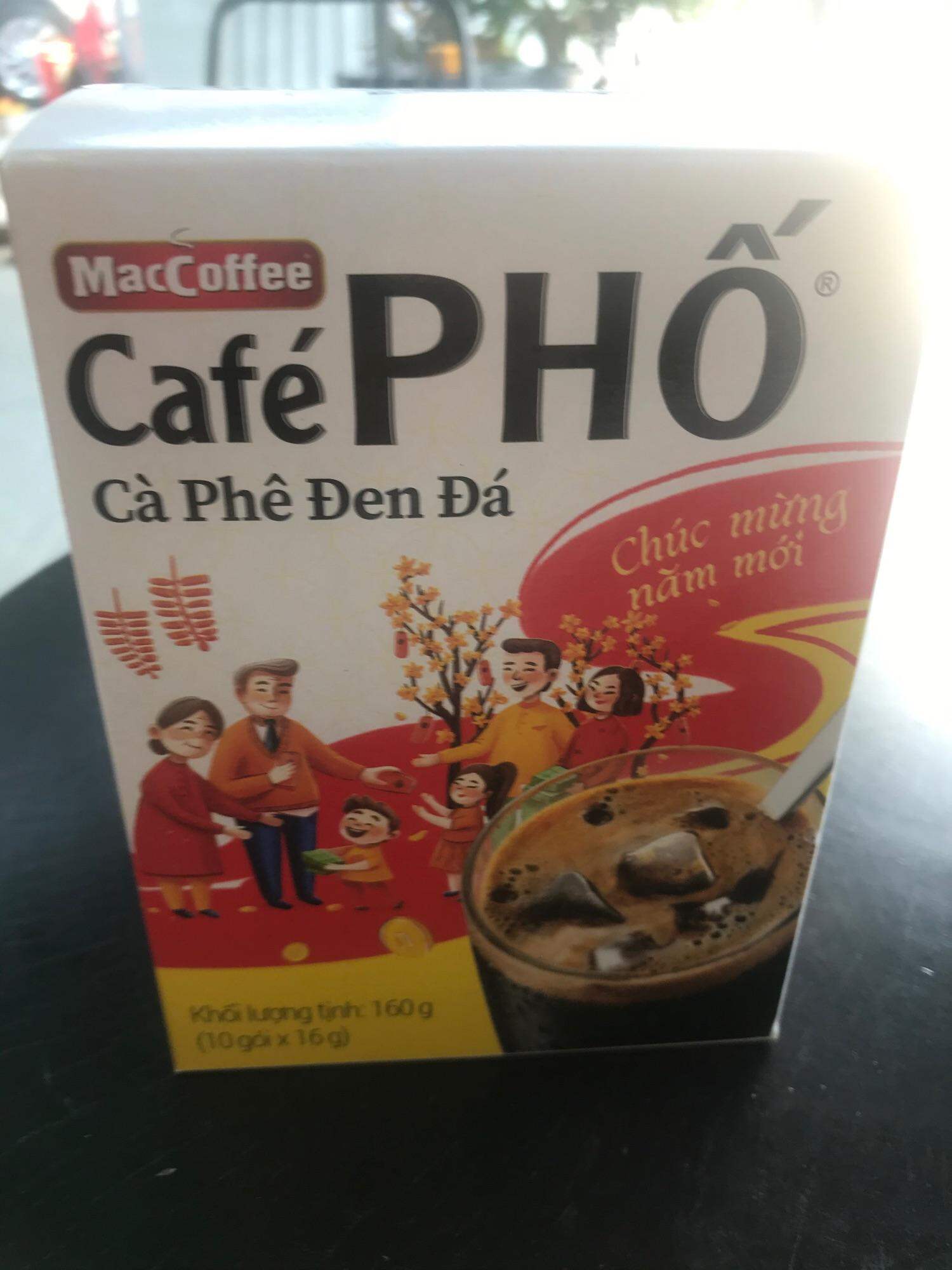 Cafe Phố Cà phê đen đá 160g[ 10 gói x 16g]