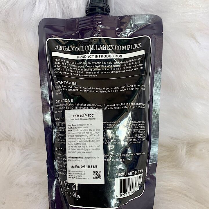 [CHÍNH HÃNG] DẦU HẤP Ủ TÓC PHỤC HỒI SIÊU MƯỢTBERDYWIN ARGAN OIL COLLAGEN COMPLEX 500ml (túi)