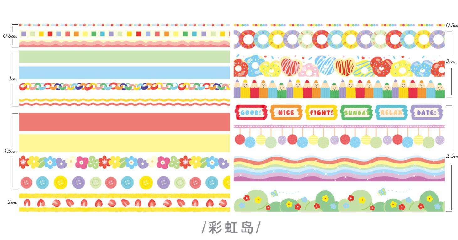 Set 20 cuộn washi nhiều kích thước