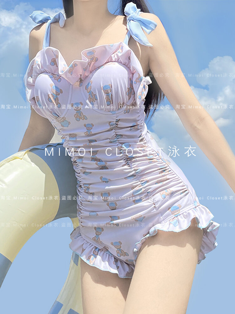 Mimoi Closet Lolita Bear Pure Desire Style Cute Bear Girl Hot Spring Swimming Costume Women's One-Pi