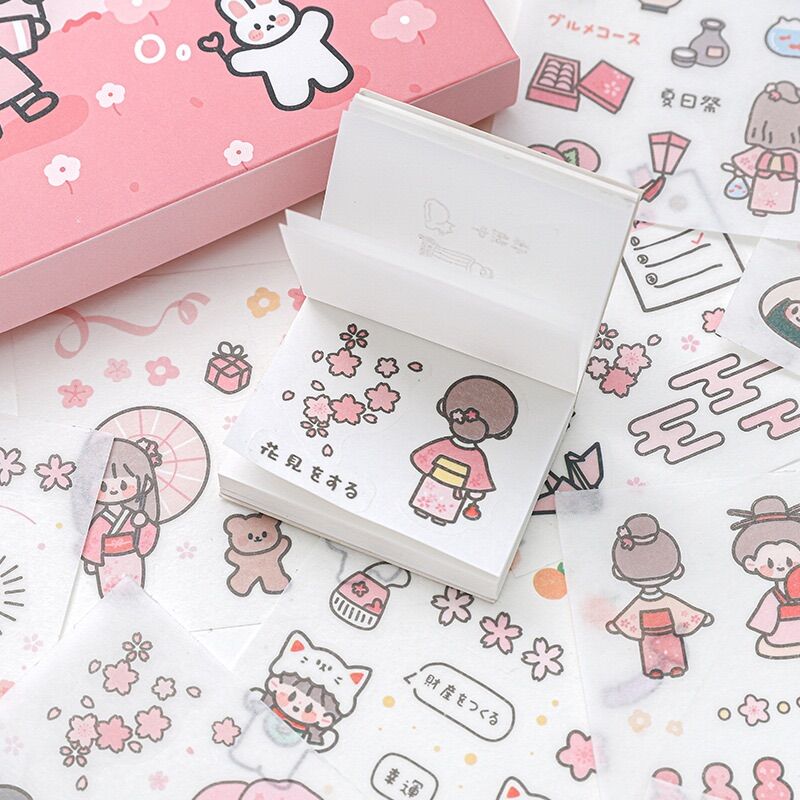[BLOOMSOM] Hộp 100 tờ stickers giấy dễ thương siêu hịn