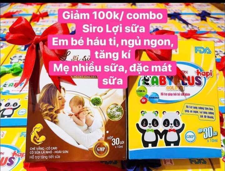 Combo 2 hộp siro ăn ngon Babyplus và lợi sữa himom