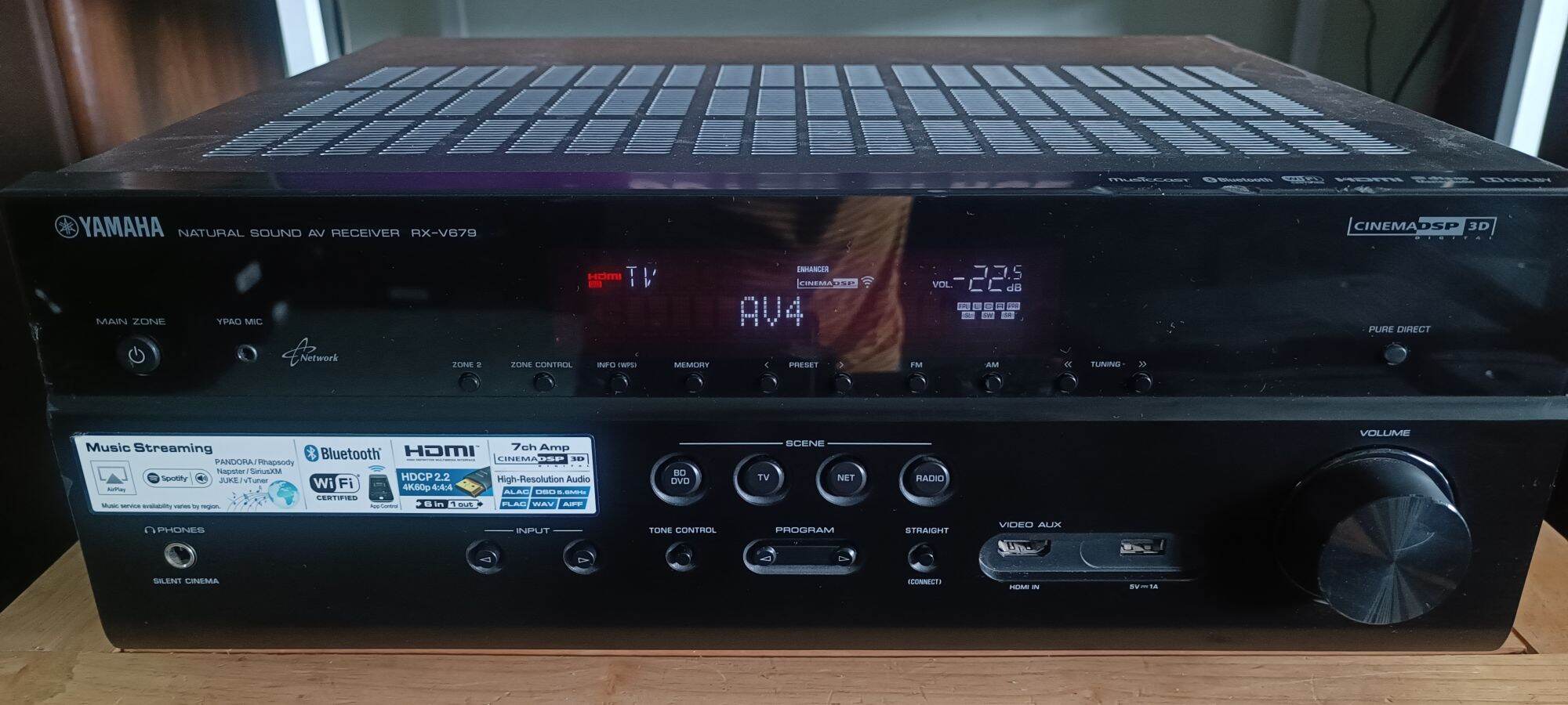 Ampli Yamaha V681 7.2 kênh HDMI 4k Atmos wifi Bluetooth usb lossless