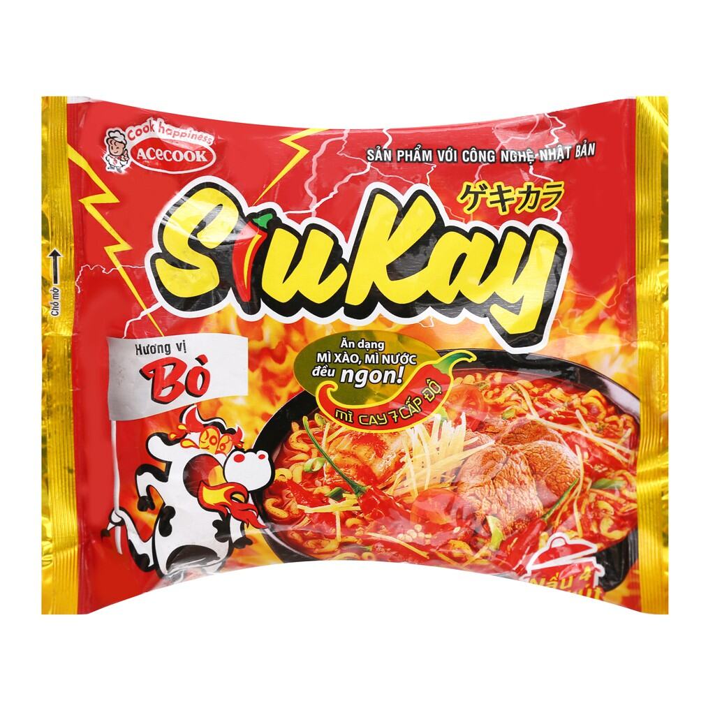 Thùng Mì Siukay 24 gói Mix 12 gói bò + 12 gói hải sản