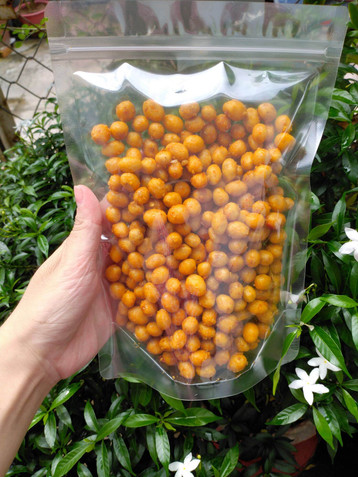 đậu phộng da cá tỏi ớt pet 500gr