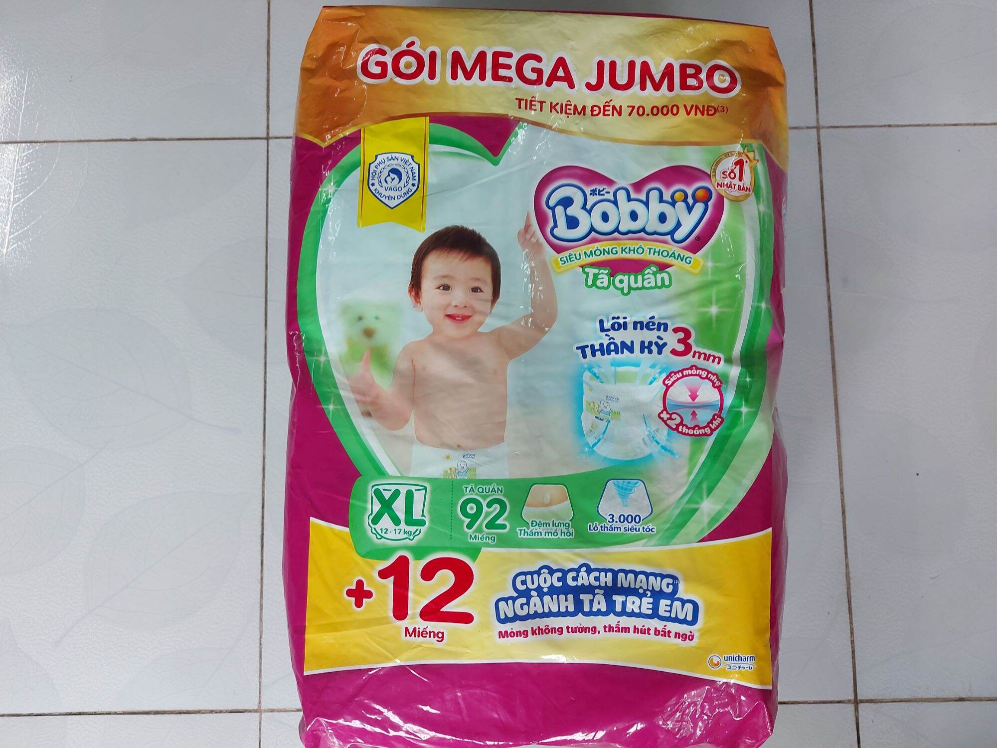 (Tặng kèm 24 miếng phiên bản mùa hè) Combo 2 Tã quần Bobby Mega Jumbo XL92+12