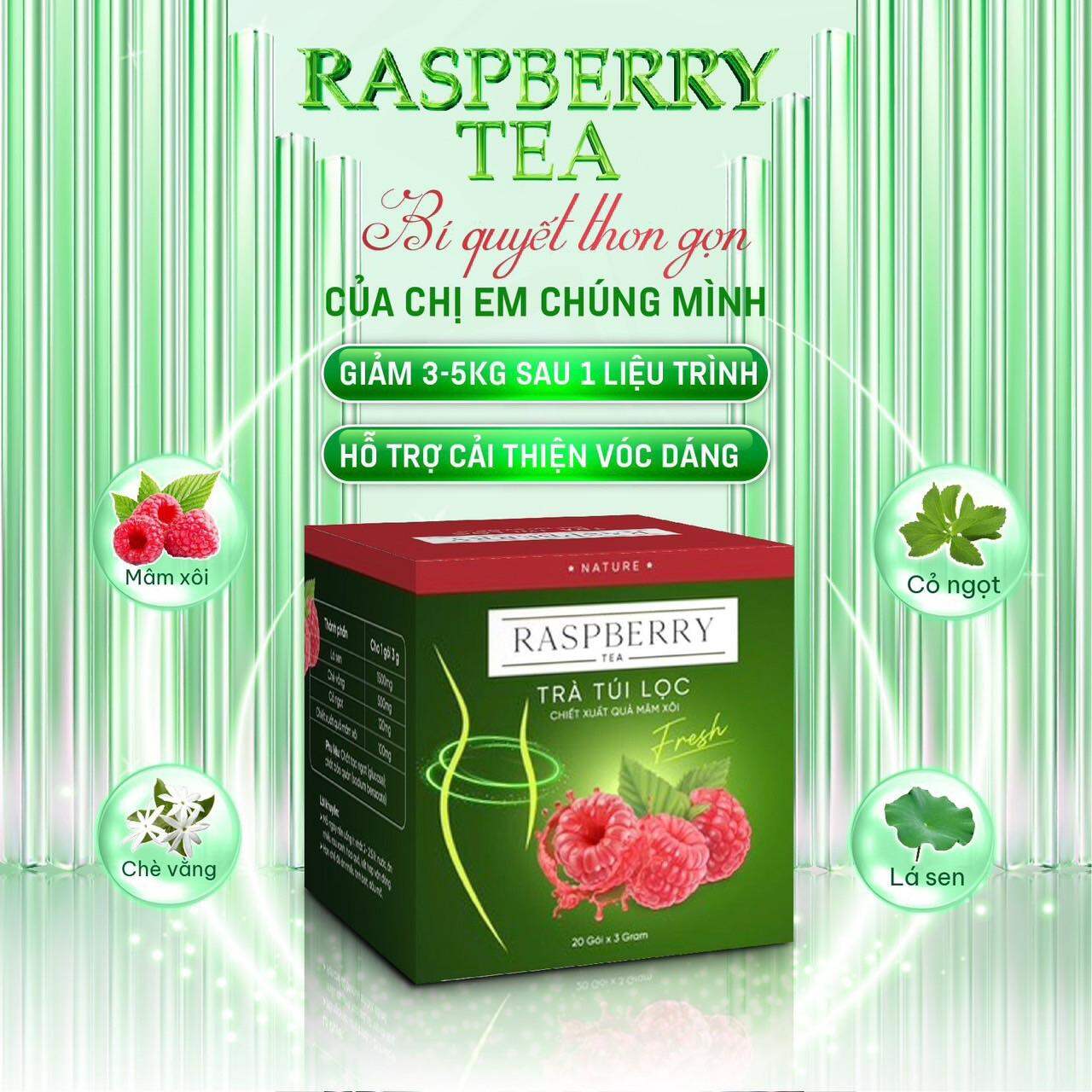 Trà Túi Lọc Chiết Xuất Quả Mâm Xôi Raspberry Tea Thơm Ngon Đẹp Dáng Đẹp Da Tốt Cho Tiêu Hoá Hộp 20 gói