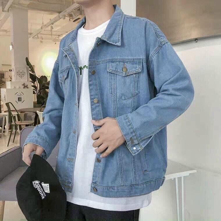 [HCM]áo khoác jean nam trơn form rộng cá tính kp-35 ku phong shop