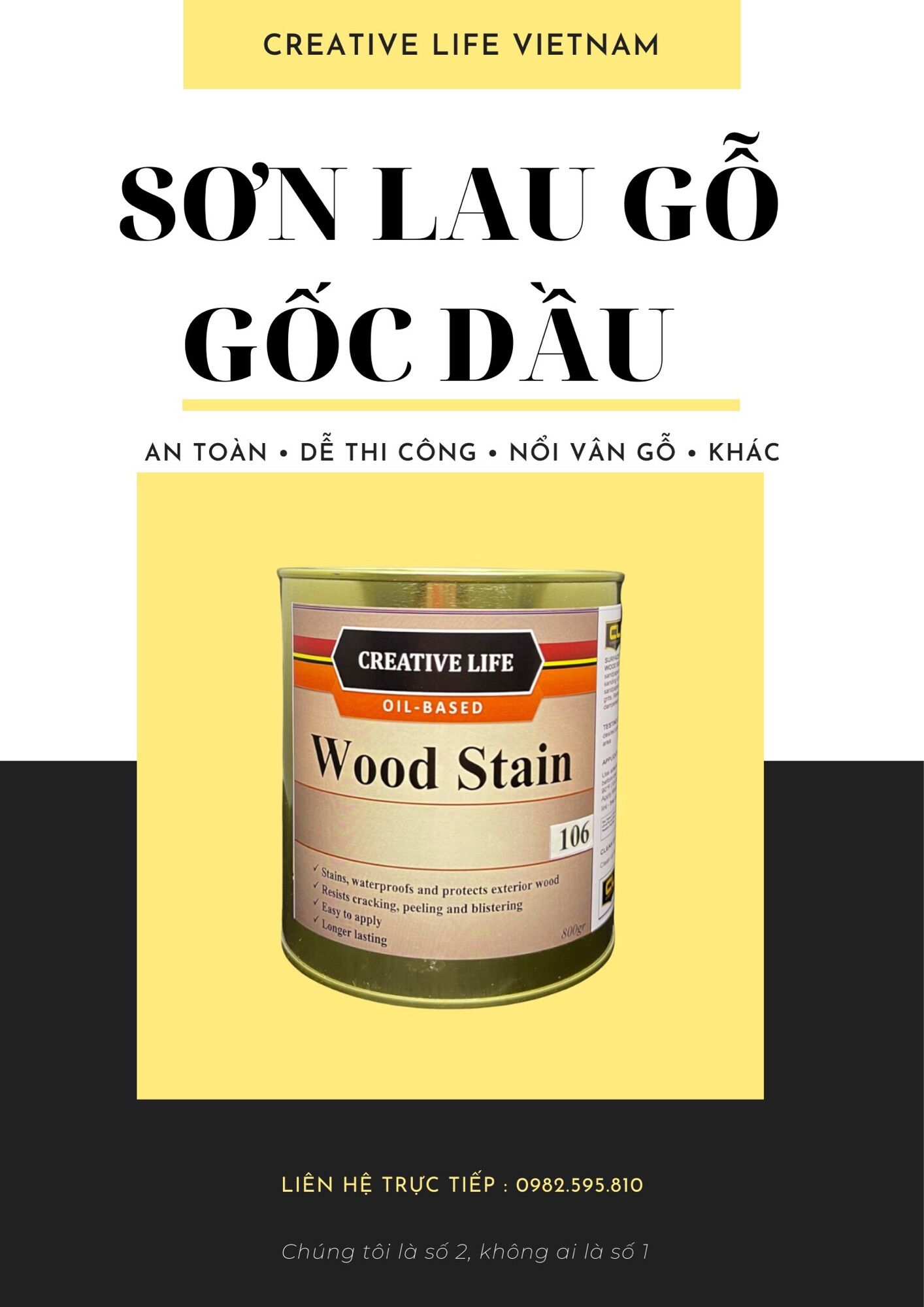 Wood Stain - Sơn lau gỗ Creativelife mã 1XX