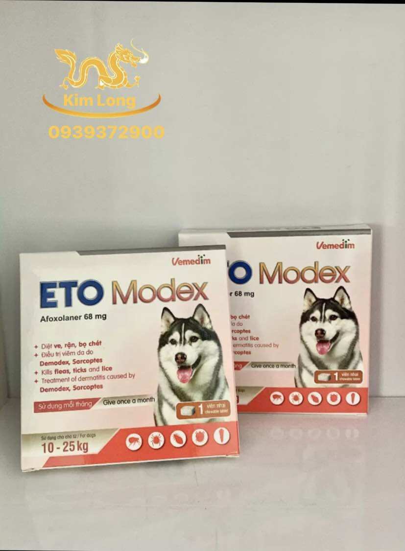 Eto modex diệt ve, rận, bọ chét hộp 1 viên nhai cho chó