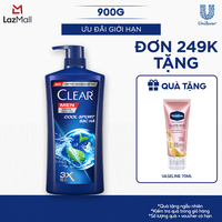 Dầu Gội Sạch Gàu Clear Men Cool Sport Bạc Hà Đánh Bay Gàu Ngứa Và Vi Khuẩn Mát Lạnh Cực Đỉnh Suốt Ngày Dài 900g