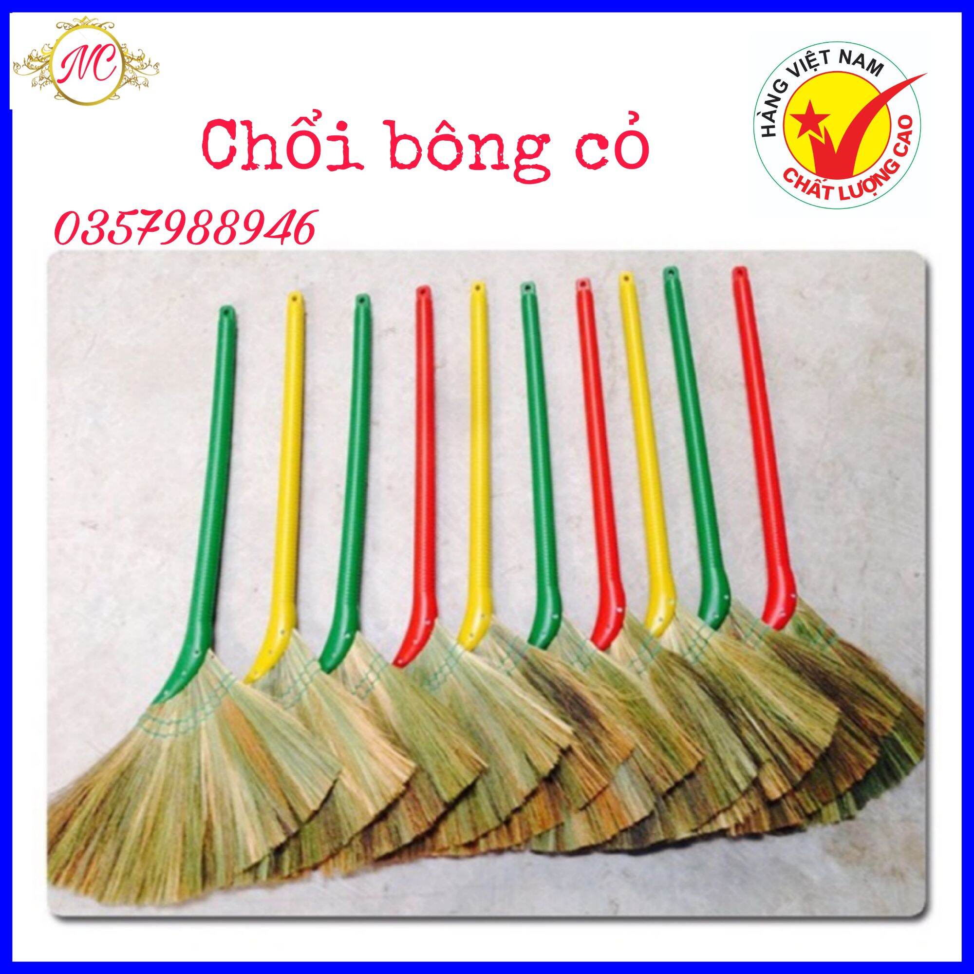 Chổi quét nhà thân nhựa dài 95cm - Chổi Đót Quét Nhà Loại Dày