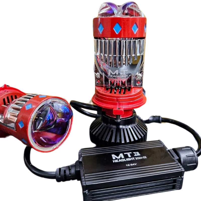 Pha led bi cầu mini T8 MT công suất 85w, có trợ pha mắt ếch Laser chân H4/ Tặng 1 bóng hậu nháy Audi