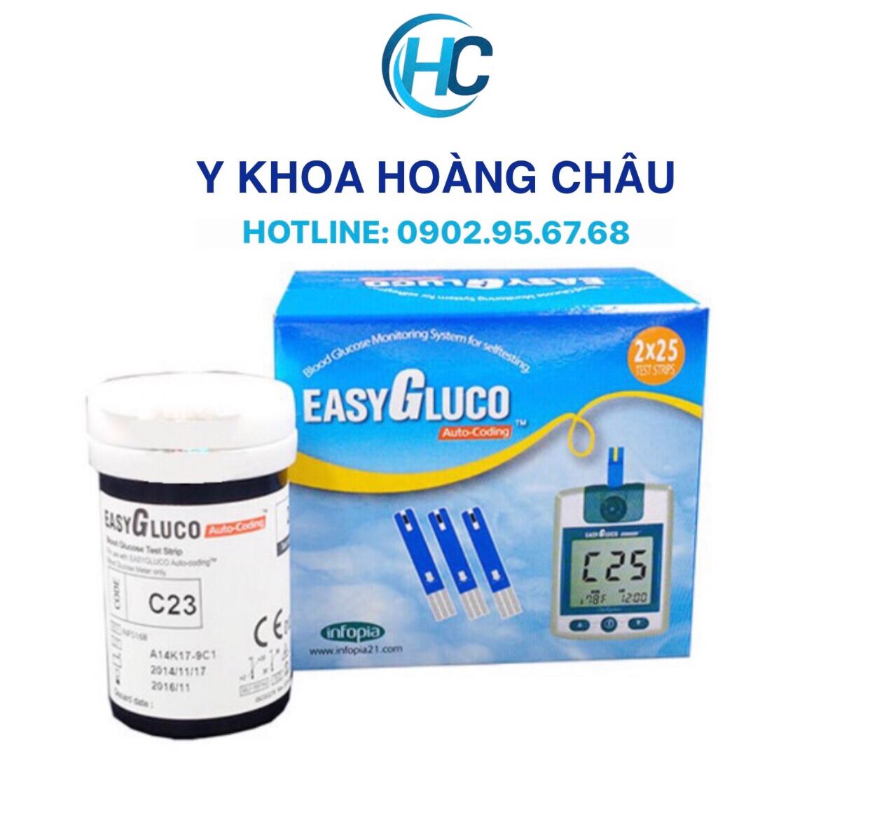CHÍNH HÃNG Hộp 50 que thử dùng cho máy đường huyết Easy Gluco Hàn Quốc No