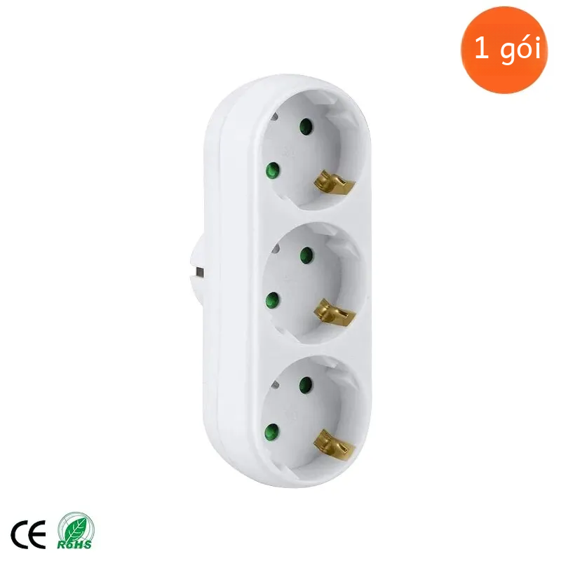 Phích cắm châu âu bộ chuyển đổi mở rộng nguồn điện ổ cắm tường 1 đến 3 ổ cắm mở rộng tiêu chuẩn đức với đất tiêu chuẩn để sử dụng trong khu vực
