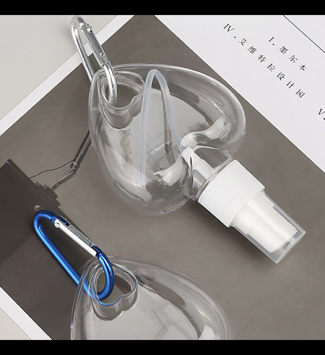 Bình xịt khuẩn kiêm móc khoá nhỏ gọn tiện lợi hình trái tim-50ml-trong suốt